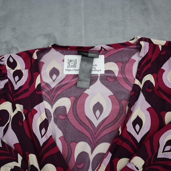 Bisou Bisou Dress Womens 4 Purple Michele Bohbot Short Sleeve Vneck Wrap Style - Picture 6 of 16